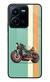 Striped Moto Drift Vivo Y35 Glass Case